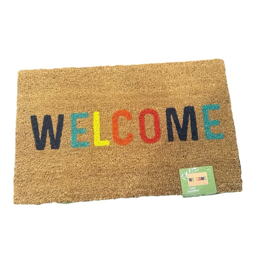 WELCOME 17”x27” Natural Coir Decorative Colorful Summer Doormat NWT